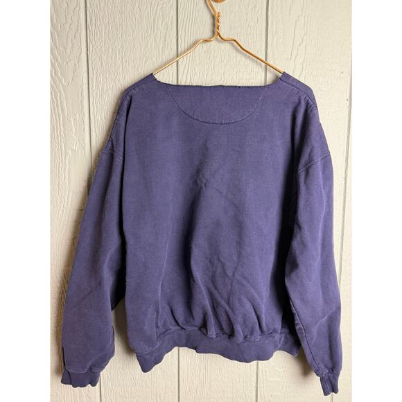 Vintage Chaps Ralph Lauren Flag Sweatshirt USA Embroidered Logo L Raw Cut Neck - Picture 7 of 7